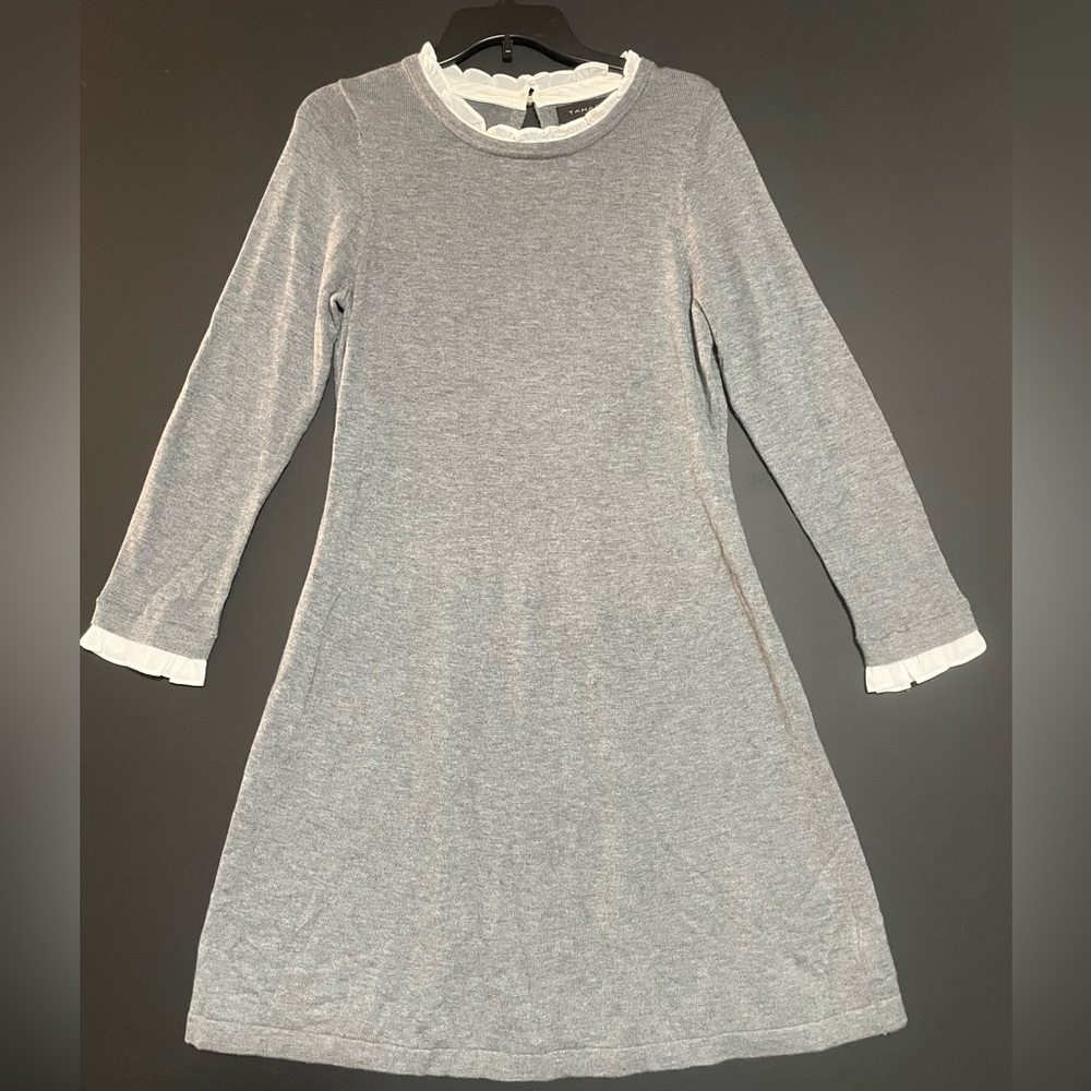 Tahari Gray Sweater with White Trim